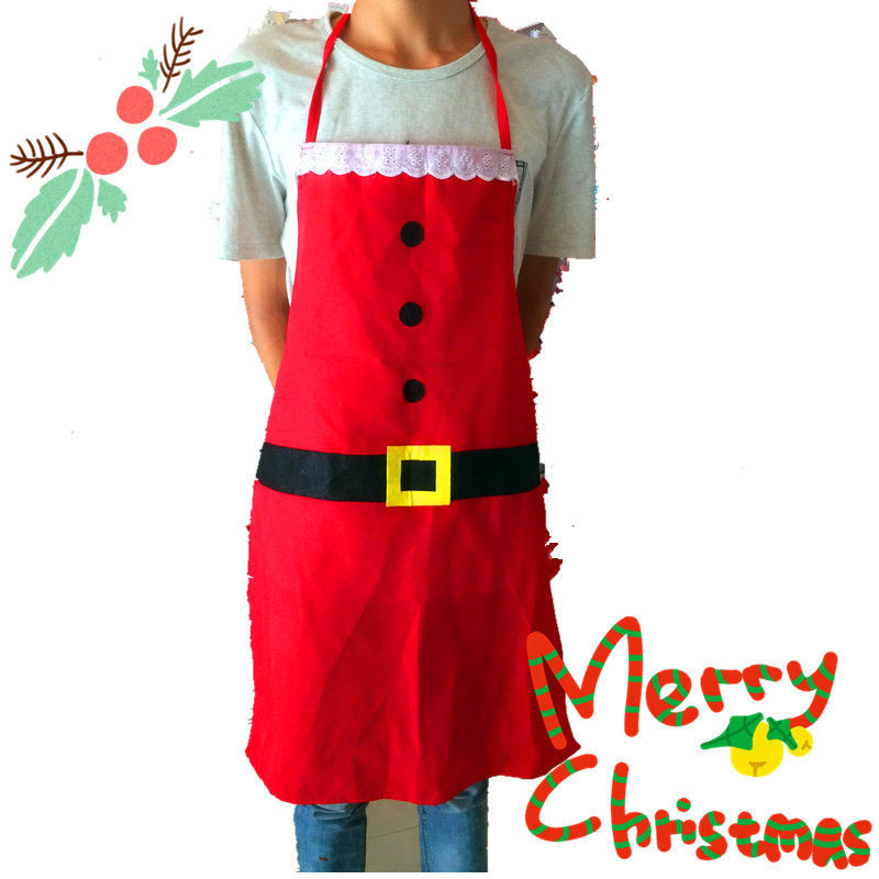 

HOT Fancy Christmas XMAS Kids Santa Red Aprons Home Kitchen Cooking Party Decor