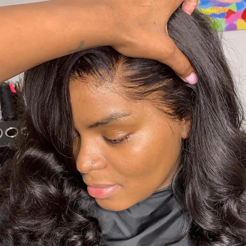 

Body Wave Lace Front Wig Short Human Hair Wigs for Black Women Afro hd Full Frontal Loose Deep Peruvian long 30 inch preplucked, As pic