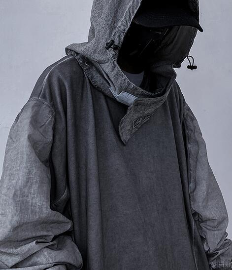 

Dirty Hoodies Sweatshirts Harajuku Hip Hop Casual Pullover Oversize Hooded Streetwear Men Fashion Tops, Gray
