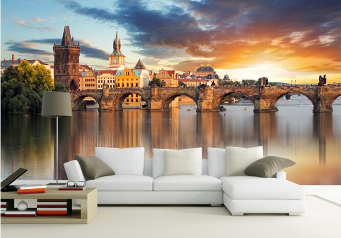 

3d wall paper for living room custom photo European architecture background wall waterfront city 3d wall murals wallpaper for walls 3 d, Non-woven wallpaper