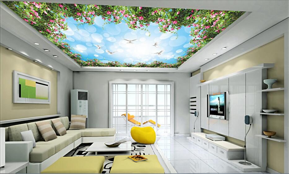 

WDBH 3d ceiling murals wallpaper custom photo mural Beautiful flower rose sky living room sky home decor 3d wall murals for walls 3 d, Non-woven