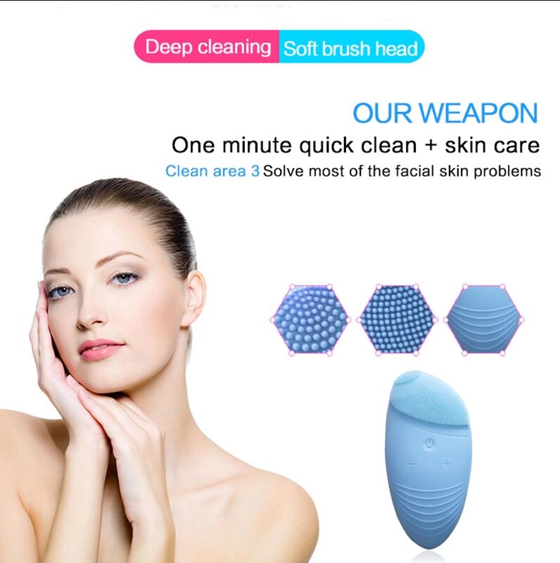 

Electric Silicone Face Cleansing Brush Waterproof Silicon Facial Massager Sonic Vibration Remove Blackhead Pore Cleanser body brush deep
