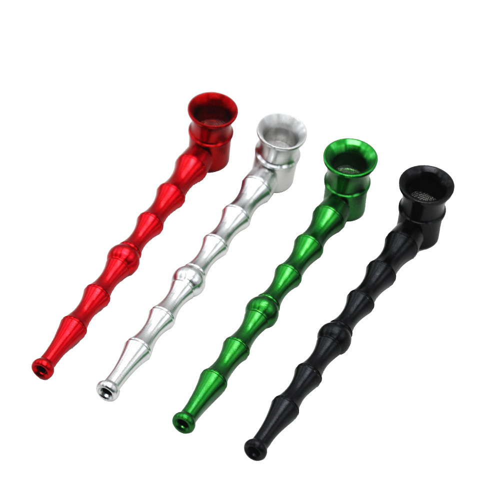 

colorful mini metal bamboo tobacco pipe small smoking pipe free shipping