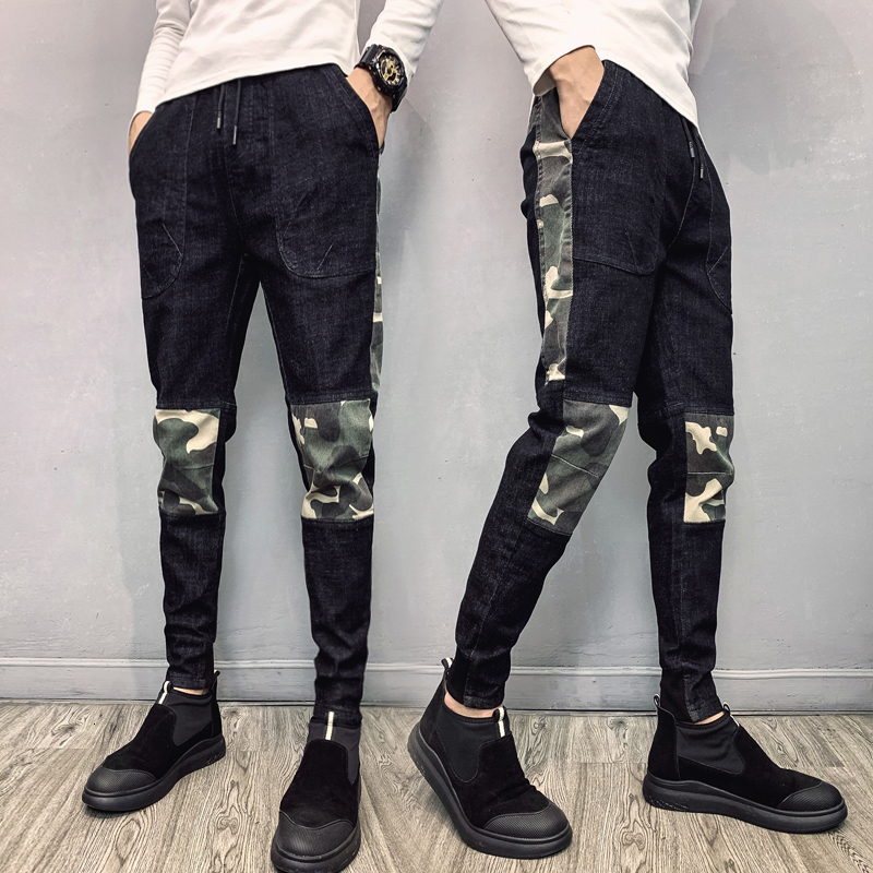 mens denim drawstring jeans