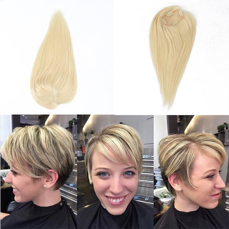 

613# Toupee Hair For Women 100% Human Hair Blonde Clip Ins 2.5x4 Inch Dolago 130% Volume Extension Rosa Queen
