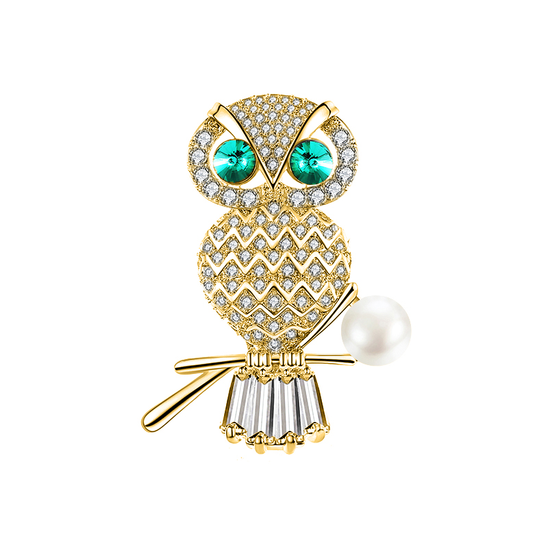 Fashion Alloy Owl Shaped Animal Enamel Brooch Pin For Women Men Jewelry CB