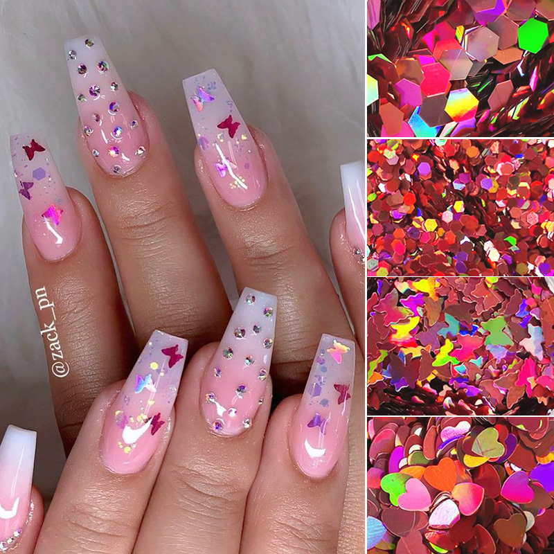 

Nail Glitter Powder Colorful Butterfly Series Nail Sequins Flakes Pink Chrome Pigment Dust Decorations Art Accessories