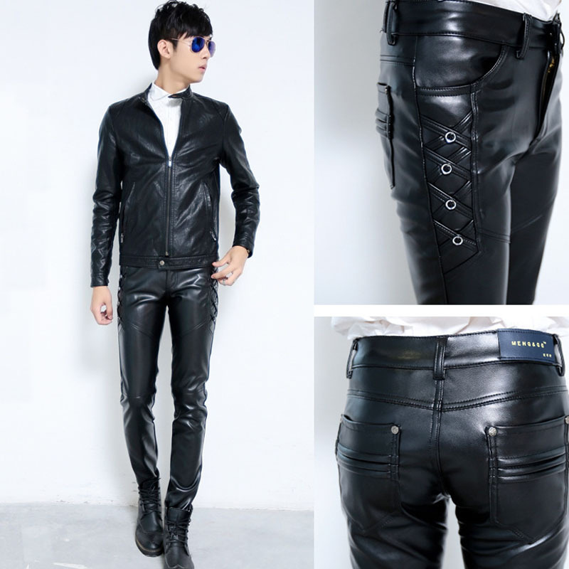 

In the autumn of 2020 thickening leather pants Cultivate one's morality foot trousers fashion pu leather pants, Black