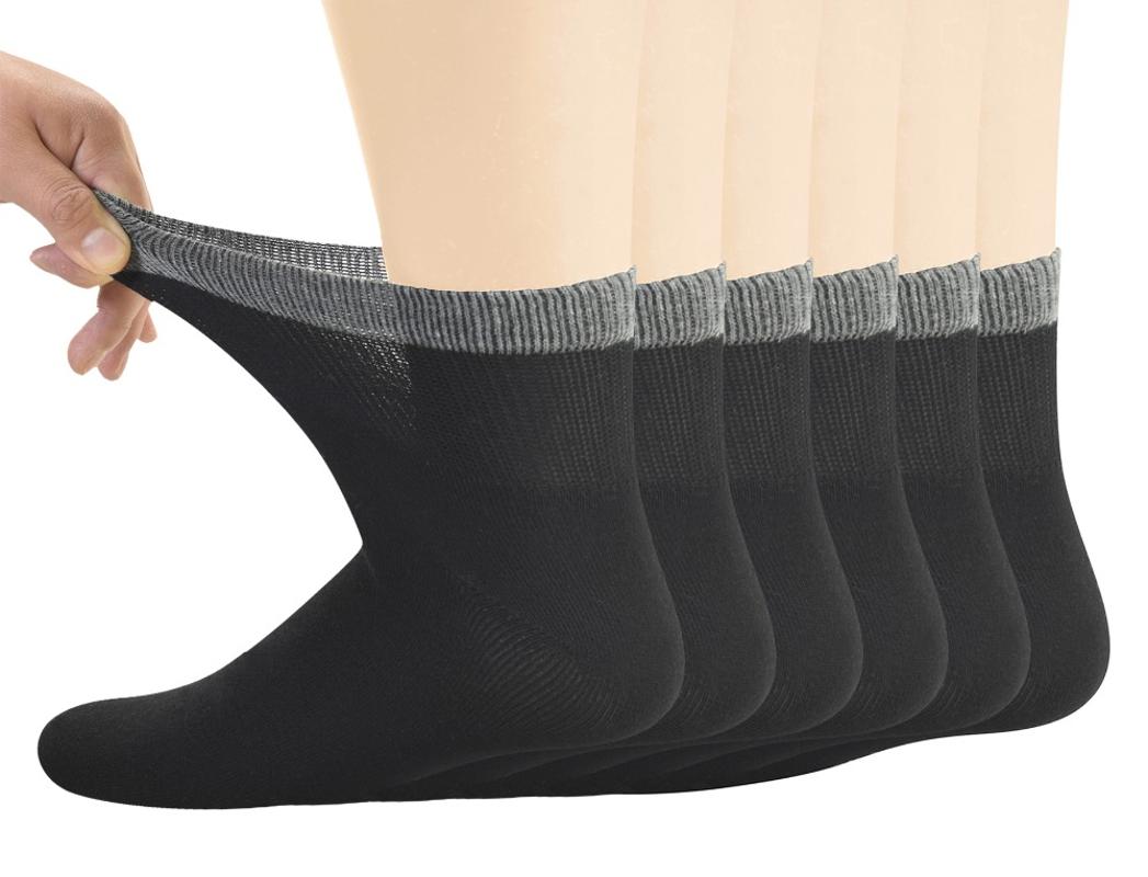 Chaussettes de la cheville diabétique en bambou pour hommes avec des orteils sans soudure et un haut non contraignant, 6 paires de taille L (10-1