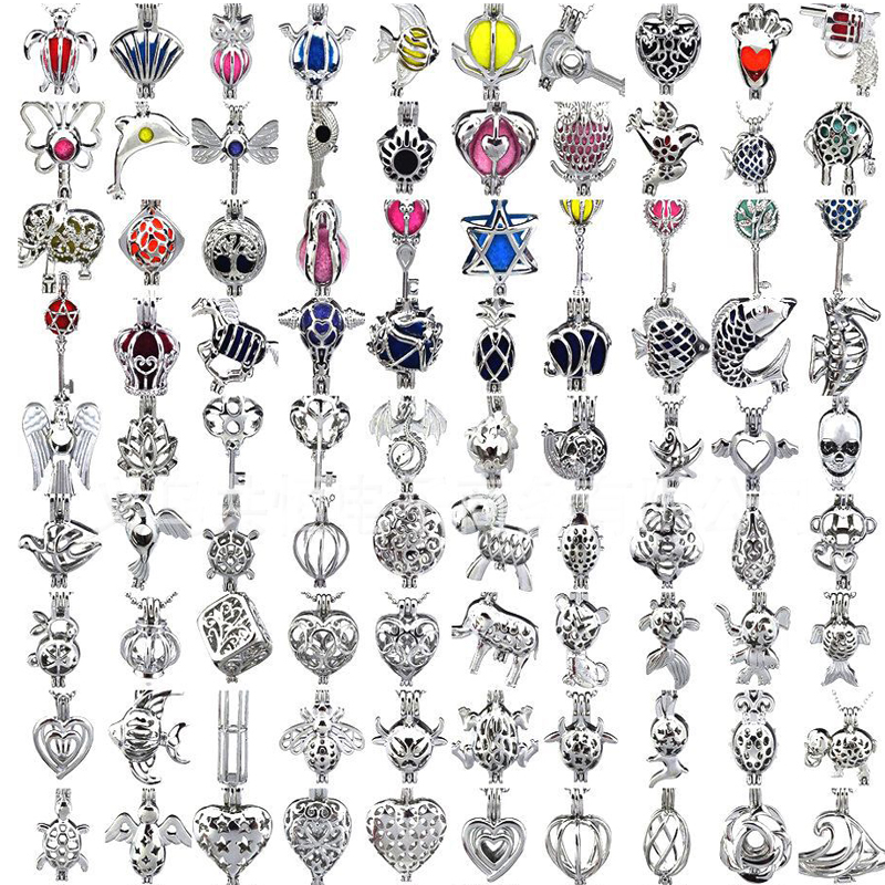 

101 Designs 18kgp Locket Cages Love Pearl/ Gem Beads Oyster Pearl Necklace Mountings