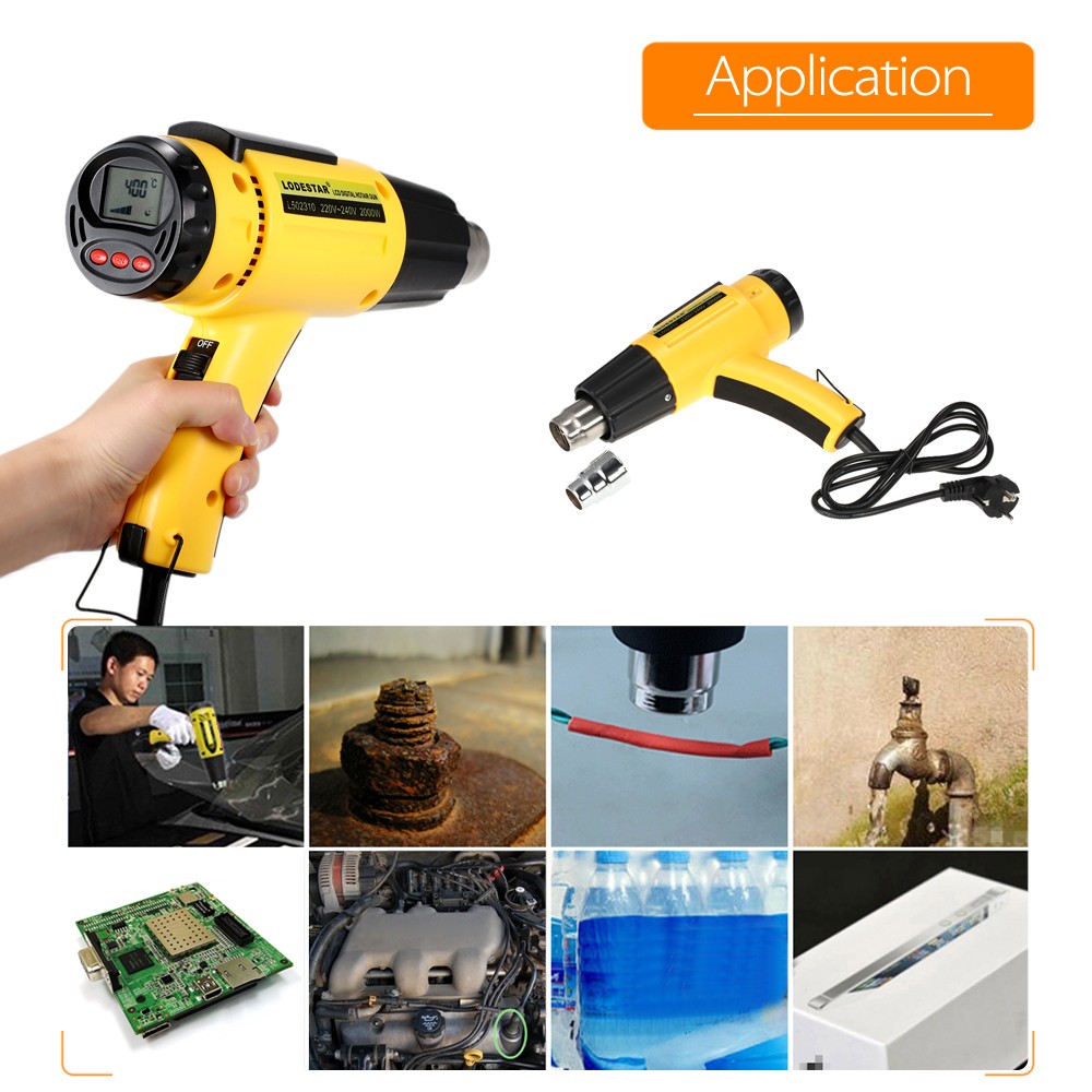 

Digital Electric Hot Air Gun Temperature-Controlled Heat Guns LCD Shrink Wrap Blower Soldering Welding Tools with Nozzle