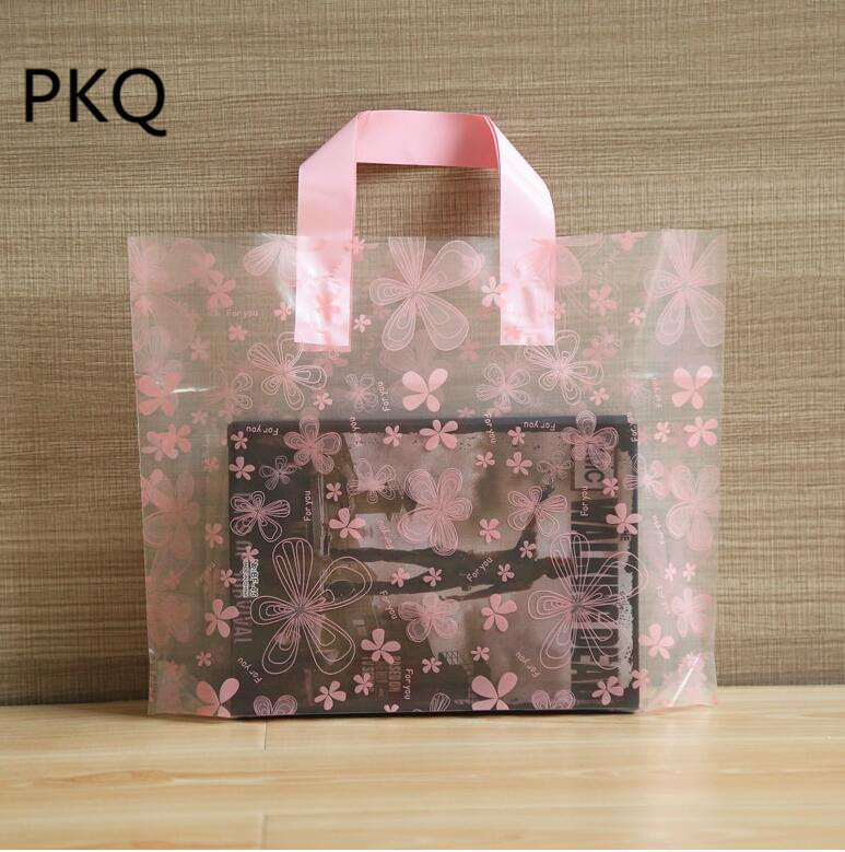 

100pcs Blue Pink Flower Plastic Bag Transparent Gift Packaging Bag For Jewelry/Cosmetic/Clothes/Wedding Candy
