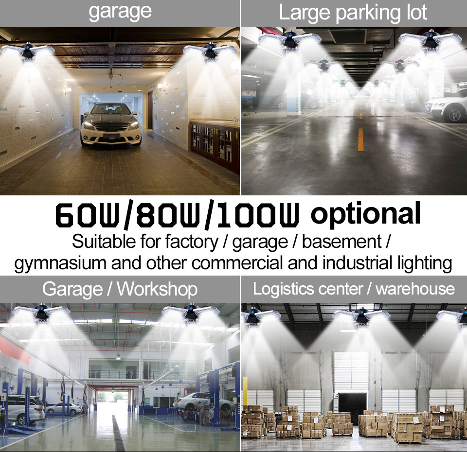 Bulbs E26/E27 Ceiling Lamp for Warehouse 60/80/100W Deformable LED Garage Workshop Light IP65 Waterproof Industrial Lighting MS001-image-547518566