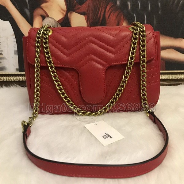 

New Arrival Luxurys Women Shoulder Bags Women Chain Crossbody Bag Fashion Quilted Heart Leather Handbags Female Handbag Purse Bag 11 Colors, Red