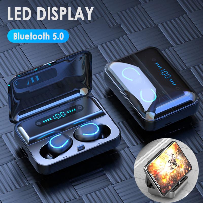 

NEW TWS Sport Bluetooth Wireless Earphones Stereo Wireless Earbuds Mic USB Charging Case box LED Display, White