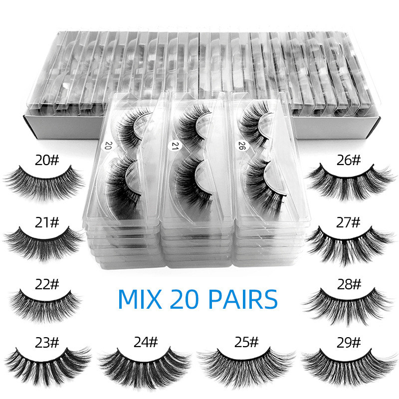 wholesale 3d faux cils de vison 20 ~ 29 # faux cils extension de cils de maquillage long naturel en vrac bateau libre