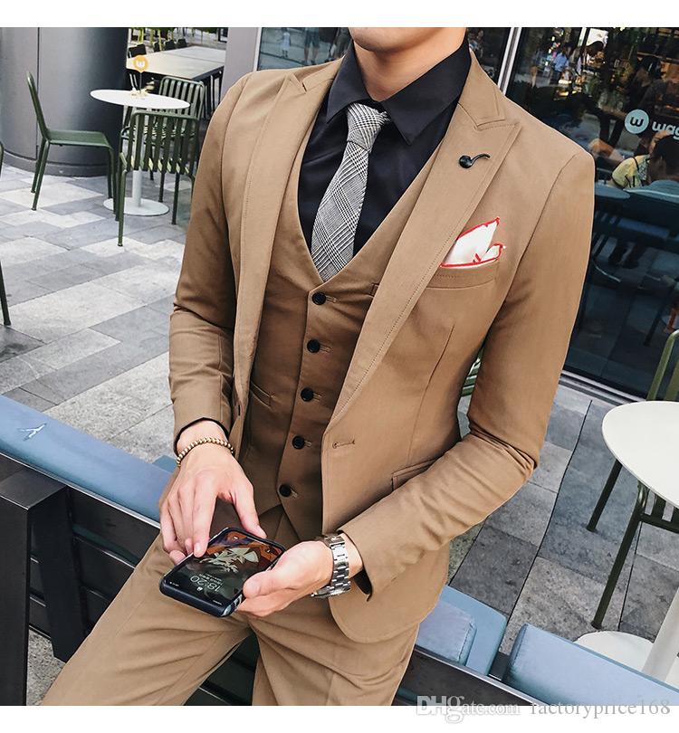 

Fashionable One Button Groomsmen Peak Lapel Groom Tuxedos Men Suits Wedding/Prom/Dinner Best Man Blazer(Jacket+Pants+Tie+Vest) AA200, Same as image