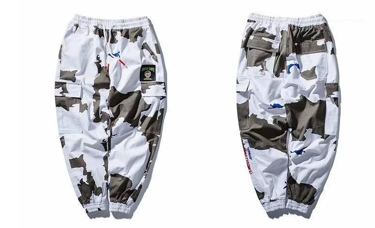 

Hiphop Street Trousers Cargo Pants Casual Mens Spring Camouflage Designer Long Pants, White