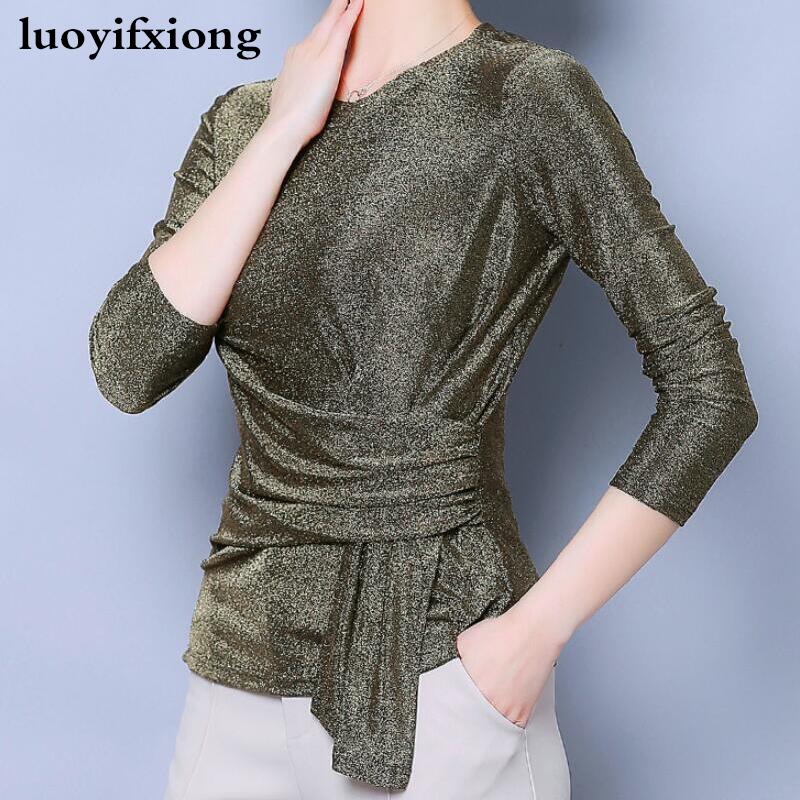 

Long Sleeve Shiny Lurex Womens Tops and Blouses Fashion Office Work Kimono Blouse Women Shirts Korean Plus Size Camisas Mujer, Photo color