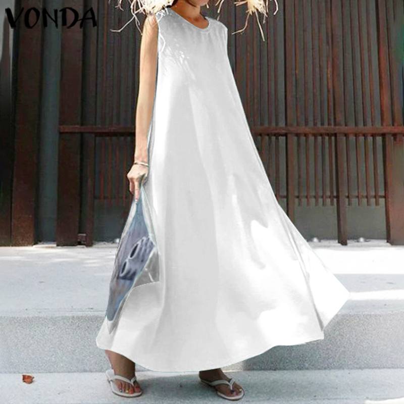 

White Dress Women Vintage Bohemian Swing Party Maxi Long Dress Beach Tank Sundress 2020 Summer Casual Vestidos Plus Size Robe, Black