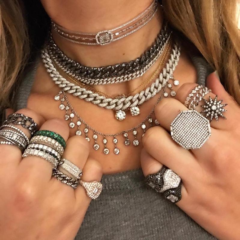 

Chains Drop Ship Iced Out Black White Cz Cuban Choker Necklace For Women Hip Hop Gold Color Bling Jewelry