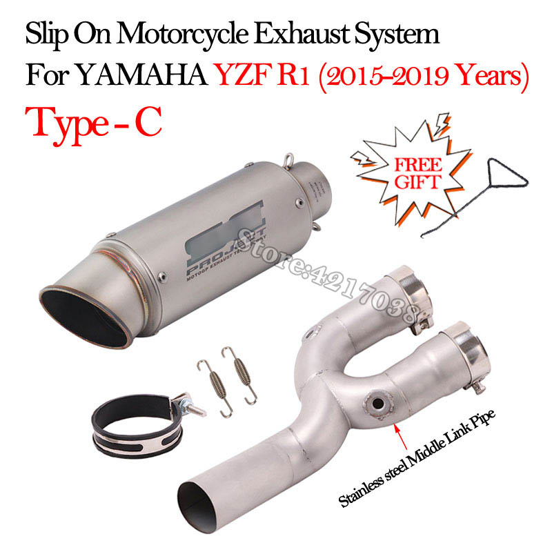 

Slip On Motorcycle Exhaust Pipe System Modified Escape Moto Stainless steel Middle Link Pipe For YZF R1 2015-2019 Years