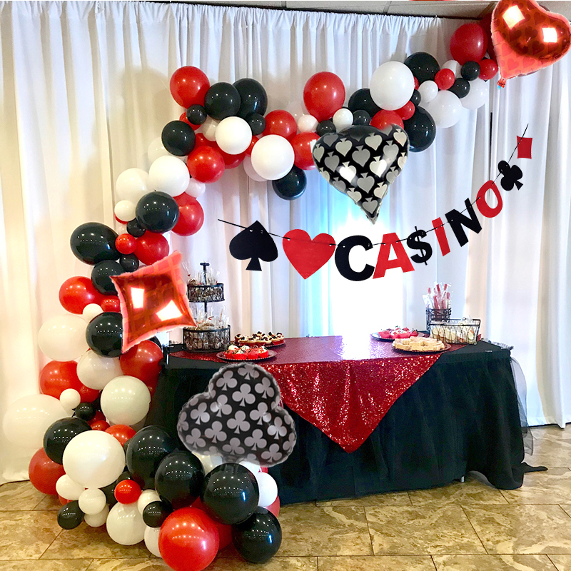 2019 Casino Theme Balloon Arch Casino Decoration Party Poker Las