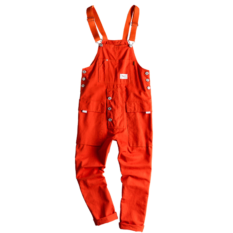 

ABOORUN European and American Street Stlye Jumpsuit Men' Casual Retro Tooling Trend Overalls Multicolor Casual Bib R3437, Black