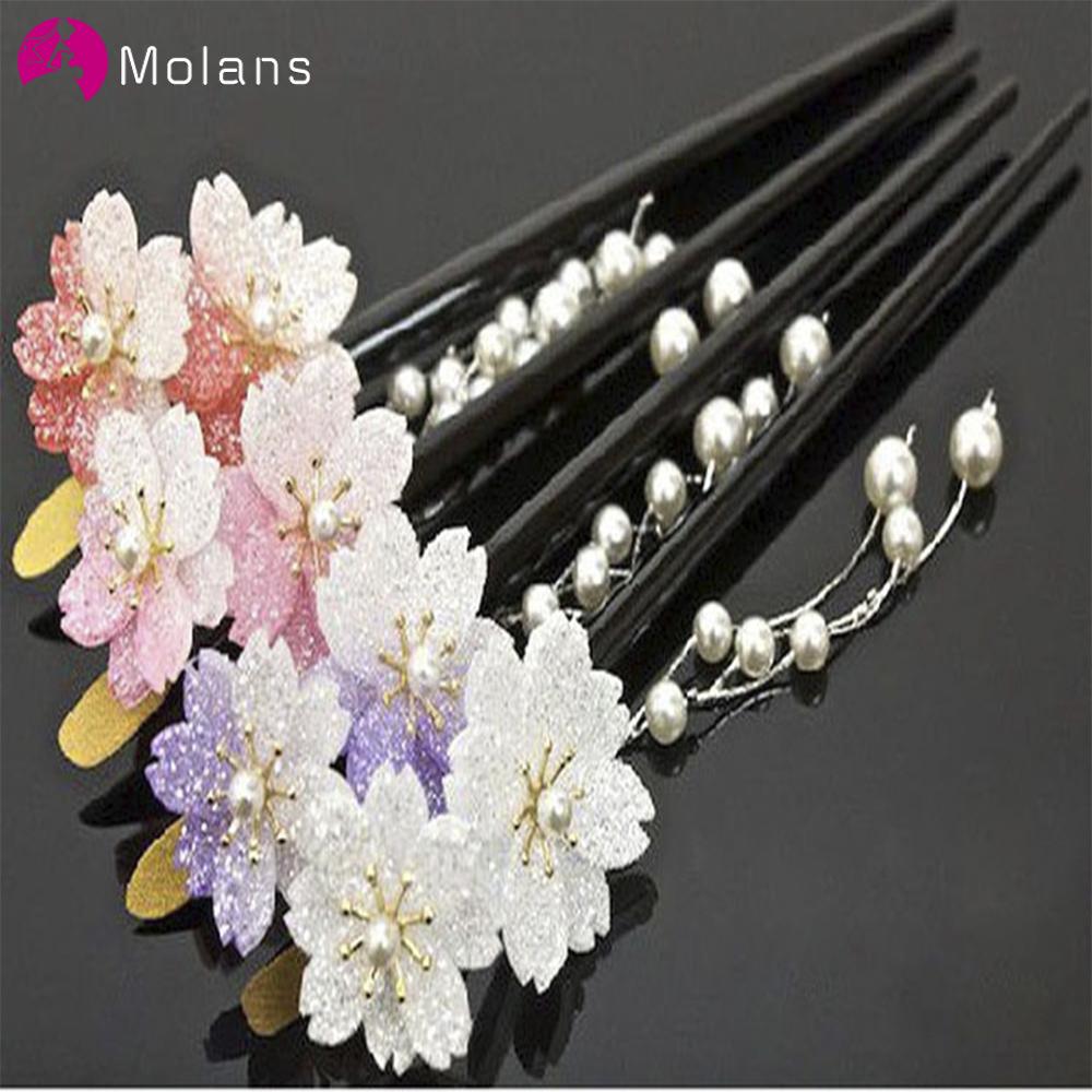 

Molans Korean Elegant Wedding Hairpin Light Color Simulated Pearls For Bride Women Headwear Hair Accessories Classical Style