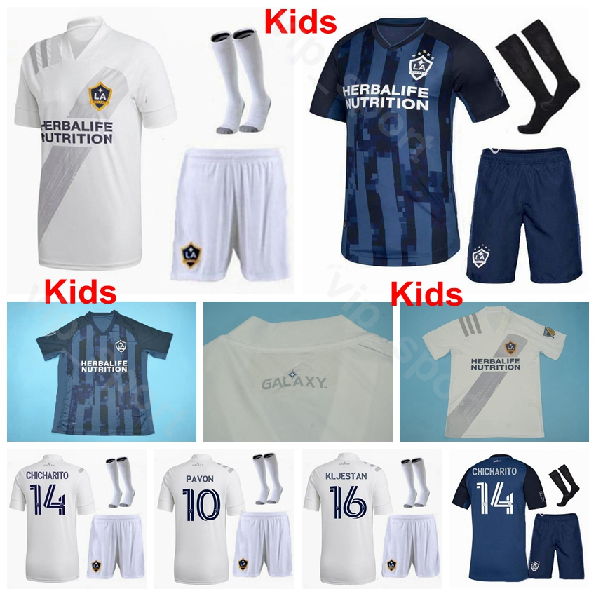 

Los Angeles LA Galaxy Kids Jersey Socks Set Soccer Youth PAVON IBRAHIMOVIC LLETGET STERES DEPUY KATAI KITCHEN CORONA Football Shirt Kits, Black