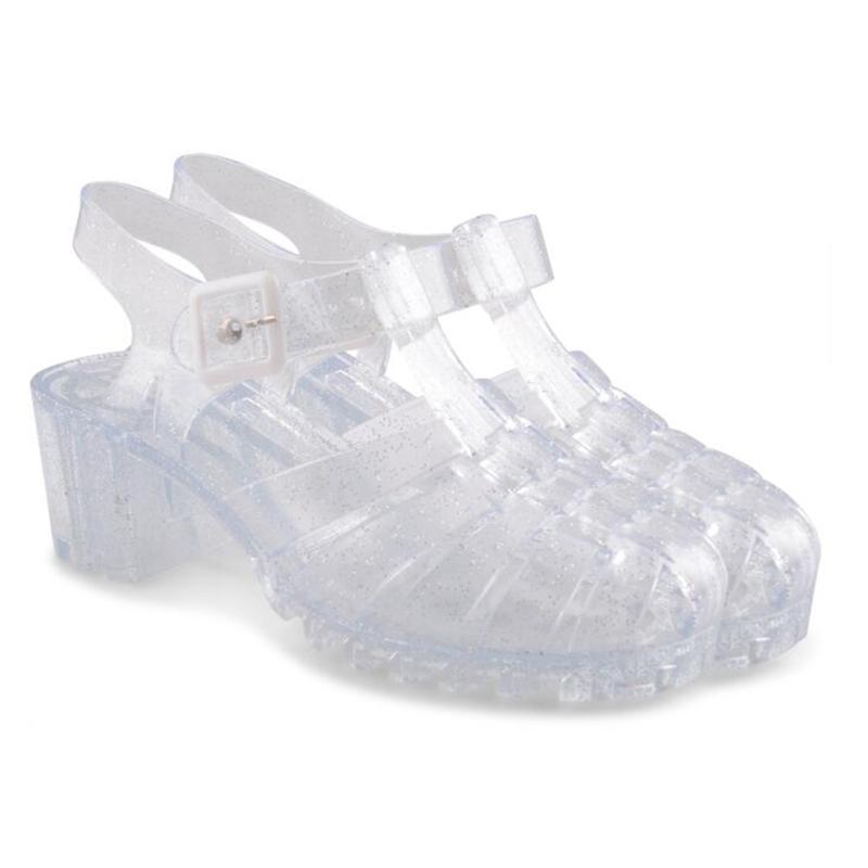 

Bestselling Women Sandals Summer Fashion Retro Crystal Thick Transparent Woman Sandal T-Roman Sandals Jelly Shoes 2020 new, Black