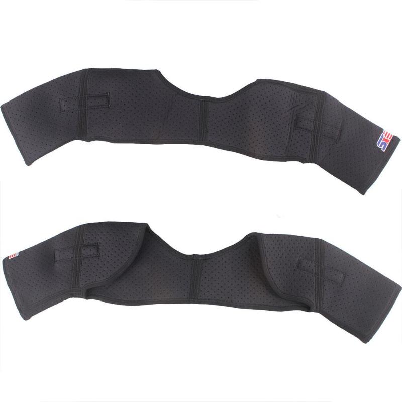 

Synthetic Rubber Black Guard Brace Shoulder Pad Wrap Durable Adjustable Sports Outdoor Support Pads Elastic Stretchy Breathable, As pic