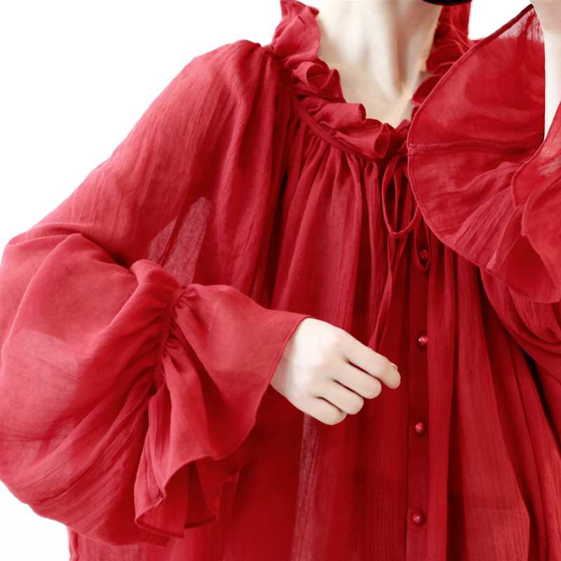

Original Design AIGYPTOS Spring New Women Oversized Red Shirts Ladies Sweet Elegant Casual Loose All-Match Dark Red Blouses