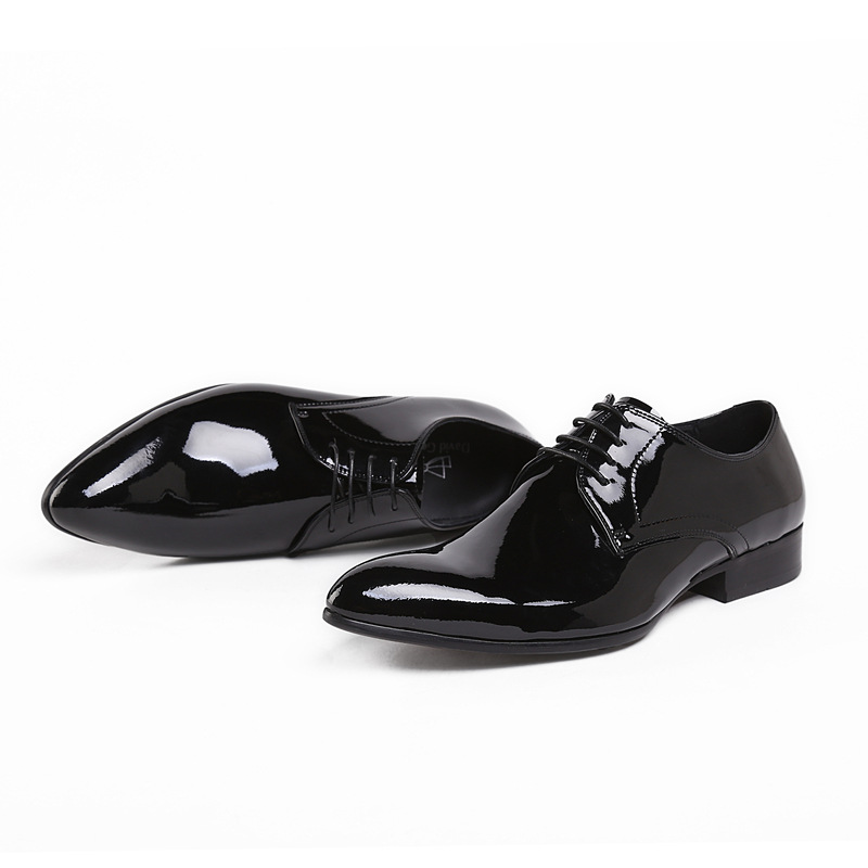 

Leather Shoes Men's Lace-up Patent Leather Work Wear Oxfords Round Toe Formal Wear Oxfords Genuine Leather Chaussure Homme, Watermelon