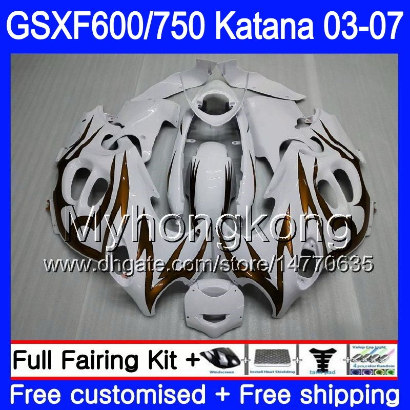 

GSXF-600 For SUZUKI KATANA GSXF 750 600 gold flames stock GSXF600 03 04 05 06 07 293HM.58 GSX 750F GSXF750 2003 2004 2005 2006 2007 Fairing, No. 1