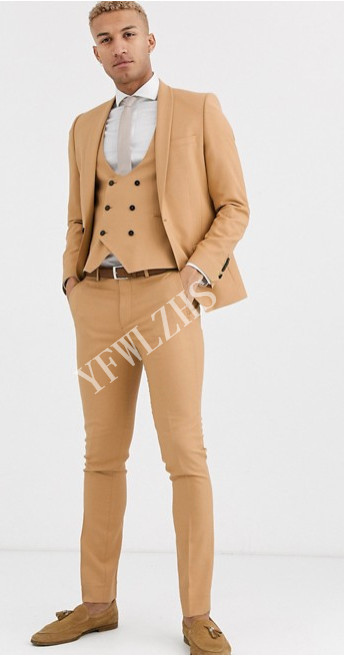 

Handsome Groomsmen Shawl Lapel Groom Tuxedos Mens Wedding Dress Man Jacket Blazer Prom Dinner (Jacket+Pants+Tie+Vest) A031, Same as image