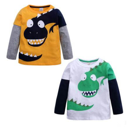 

Boys Long Sleeve Cotton Cartoon Dinosaur Print Long Sleeve T-Shirt Kids O-Neck New Year Spring Autumn Tops Children Toddler Clothes KD 014, Mixed
