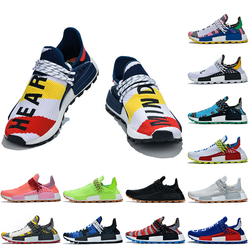 

Pharrell Williams NMD Human Race Shoes Women Mens Running Shoes BBC Solar Pack Afro Pack 3M Reflective Human Races Trainers Sneakers Size 12, A20