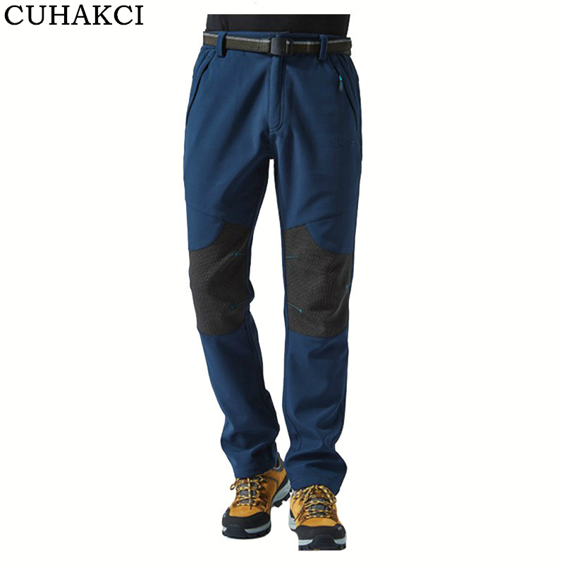 

CKAHSBI Winter Outdoor Pants Men Camping Pants Waterproof Windbreaker Rain Trousers Male Inner Fleece Softshell Hiking, Q318 army green