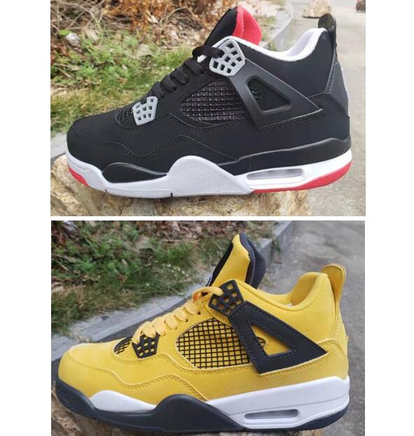 

2019 OG 4 Bred 4s LS Lightning 4 yellow Black Red Fire Red TORO BRAVO ABOVE With Box Best Quality Men Basketball Shoes, Color-2