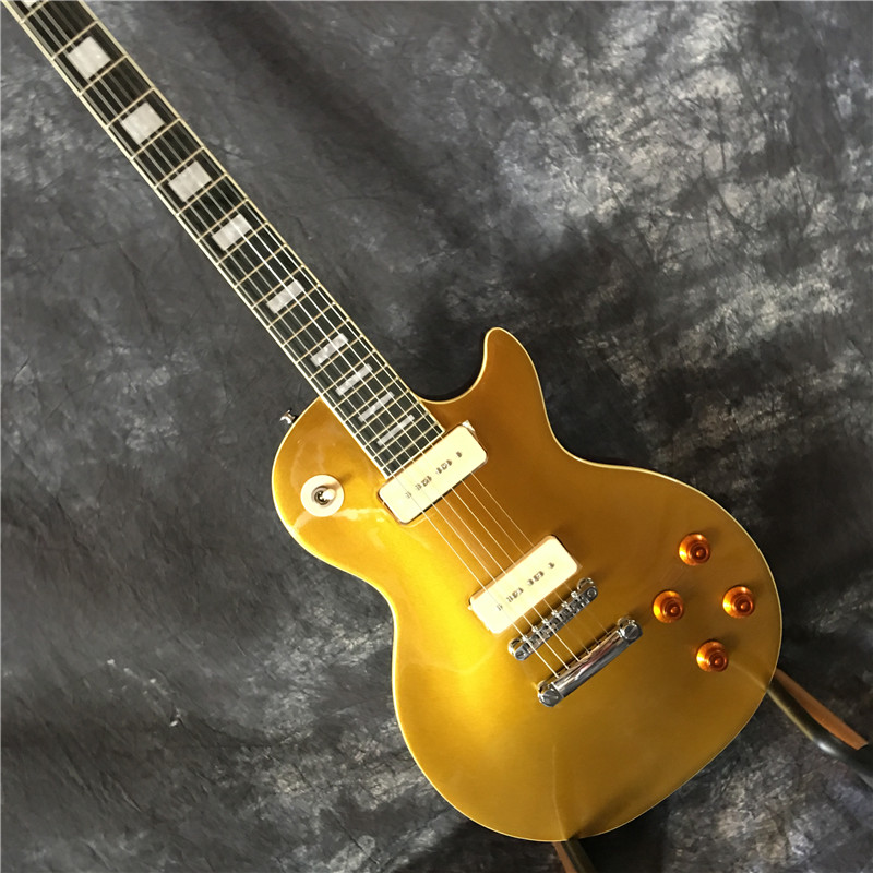 new high-quality metal yellow rosewood fingerboard luxury LP electric guitar p90 pickup