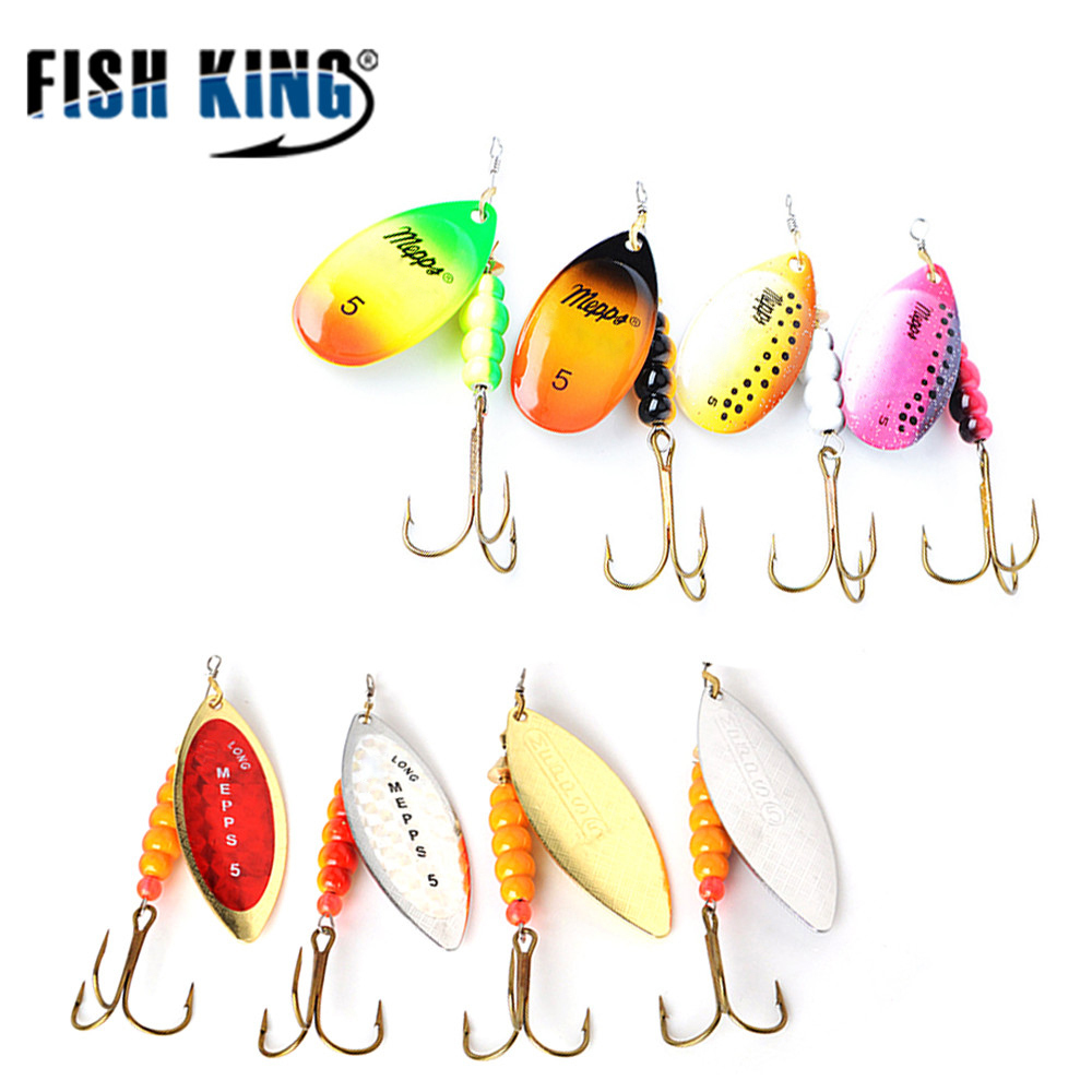 

Fishking Mepps 1#-5# 4pcs/lot Long Spinner Bait Spoon Lures With Mustad Treble Hooks Peche Jig Anzuelos Isca Pesca
