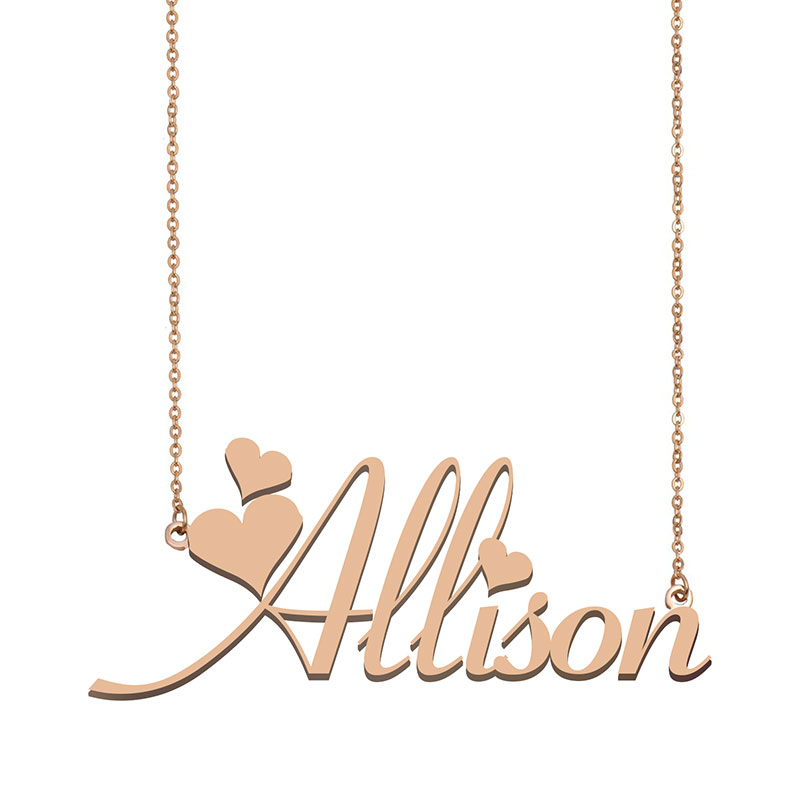 

Allison Name Necklace Pendant for Women Girlfriend Gifts Custom Nameplate Children Best Friends Jewelry 18k Gold Plated Stainless Steel