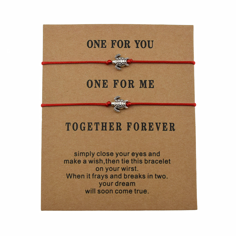 

2pcs/set New Best Friends Friendship Animal Gifts Sea Turtle Charm Red String Bracelets For Couple Lover Party Wedding Jewelry