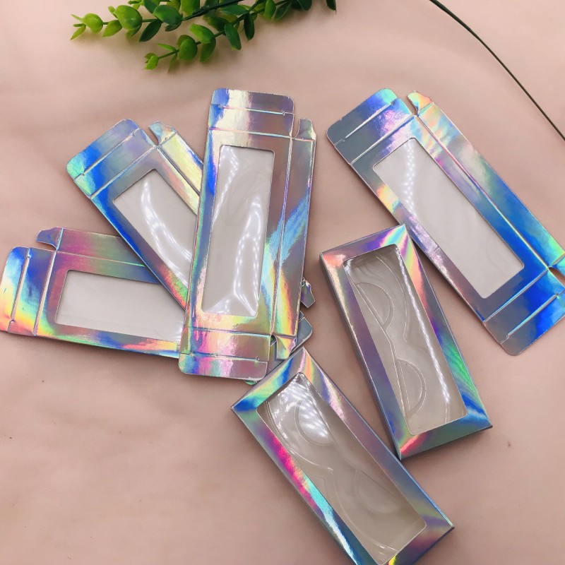 

Mink lashes boxes holographic lashes packing can be custom private label wholesale clear trays lashes box