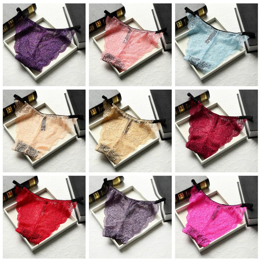 

Women Sexy Lace Triangle Underwear Transparent Seamless Comfortable Panties Briefts Valentine's Day Gifts G-Strings LJJA3805, 14colors;pls remark it