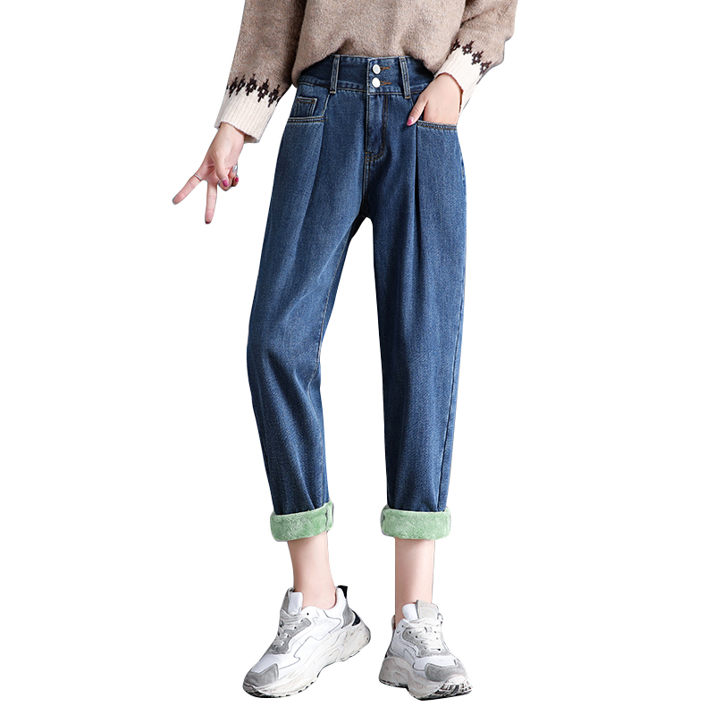 

2019 winter models plus velvet loose money plus thick velvet harem pants Double button buckle, 318 gray