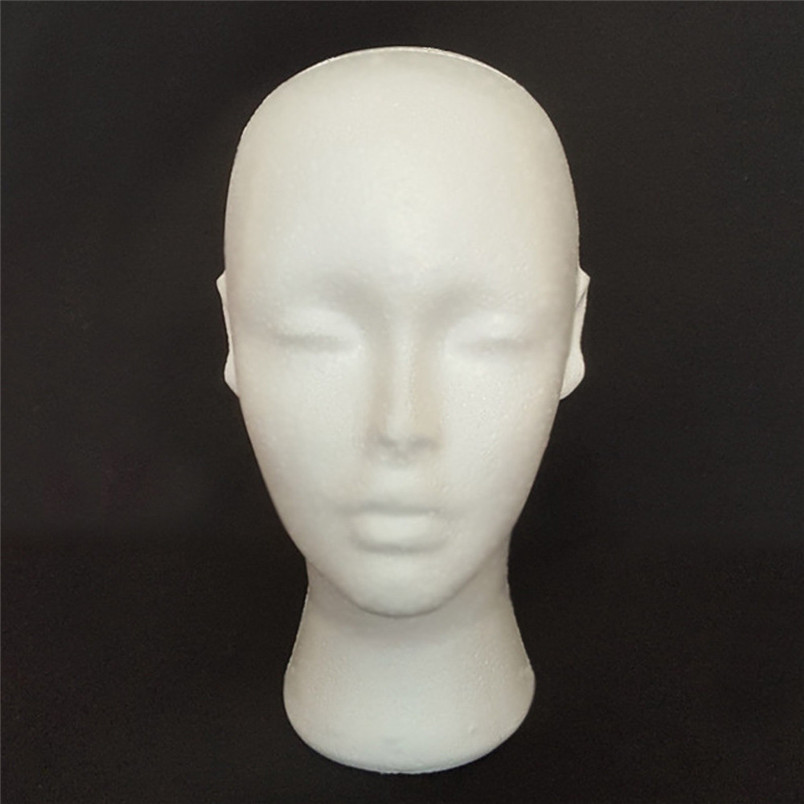 

Female Styrofoam Foam Mannequin Manikin Head Model Hat Glasses Display Foam Mannequin Head Model Hat Wig Display Stand Rack, White