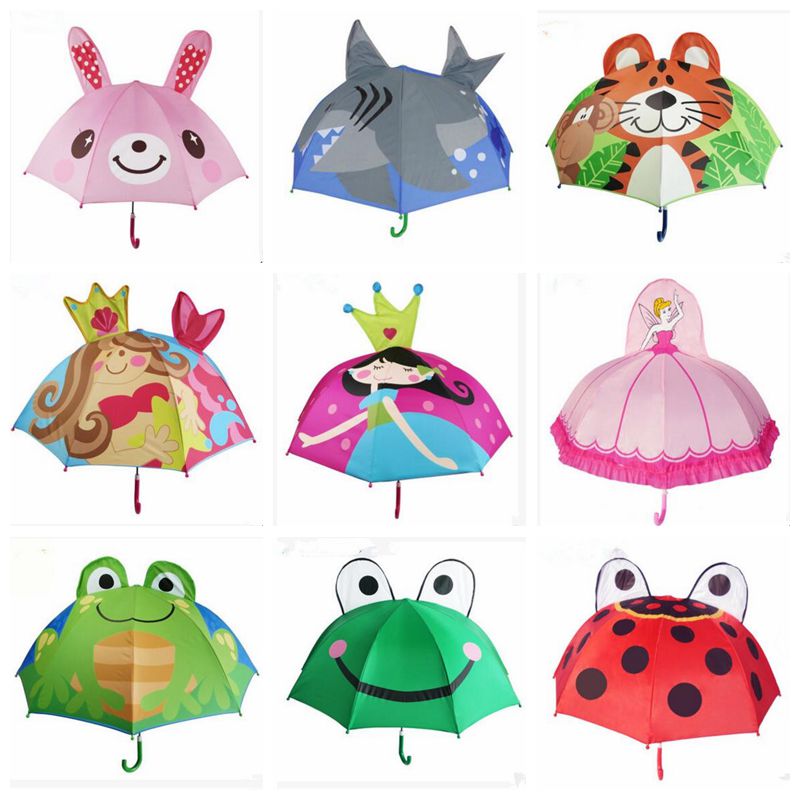 

Lovely Cartoon Design Umbrella For Kids High Quality 3D Optional Function Umbrella Light For Rain Sun 47CM*8K 16 Styles YZ169, As picture