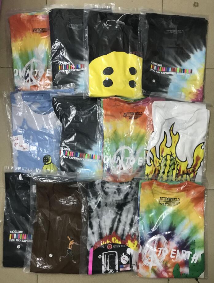 

2019 19SS Cactus Travis Scott Astroworld Sicko Tee T shirt Men Women High quality Tie dyeing Hip Hop t-shirts -XL